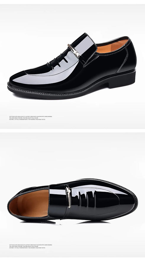Men Patent Leather Casual Loafers Slip On Shoes for Business and Party